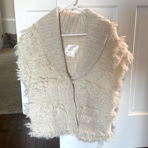 Anthropology ivory shawl/vest, xs/s